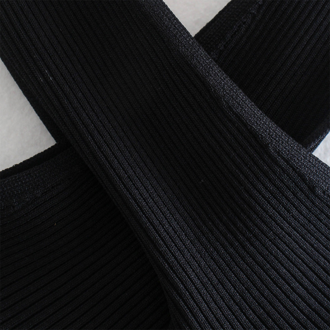 Karolina | Halter Ribbed Tank Top with Cross-Front Detail