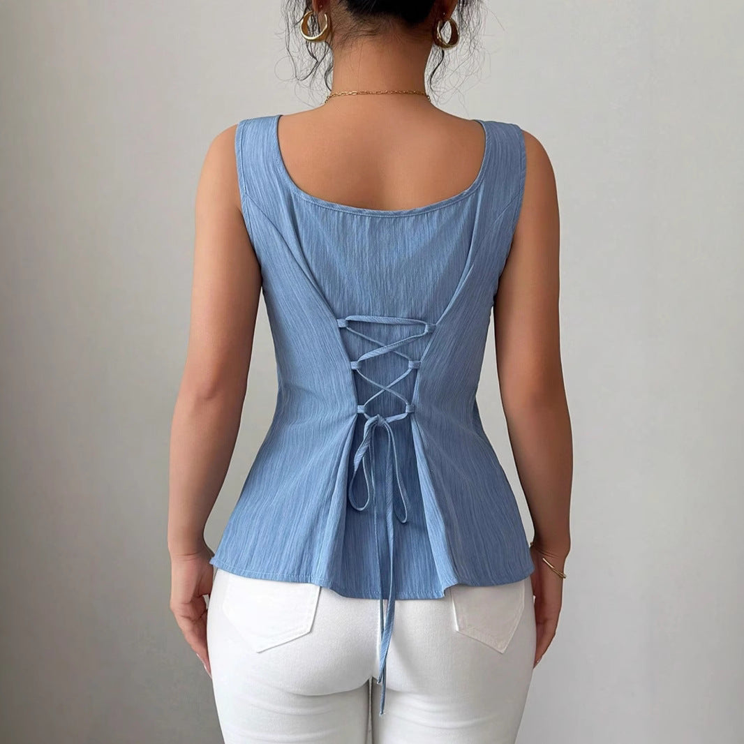 Kate | Lace Tank Top with Tailored Detail