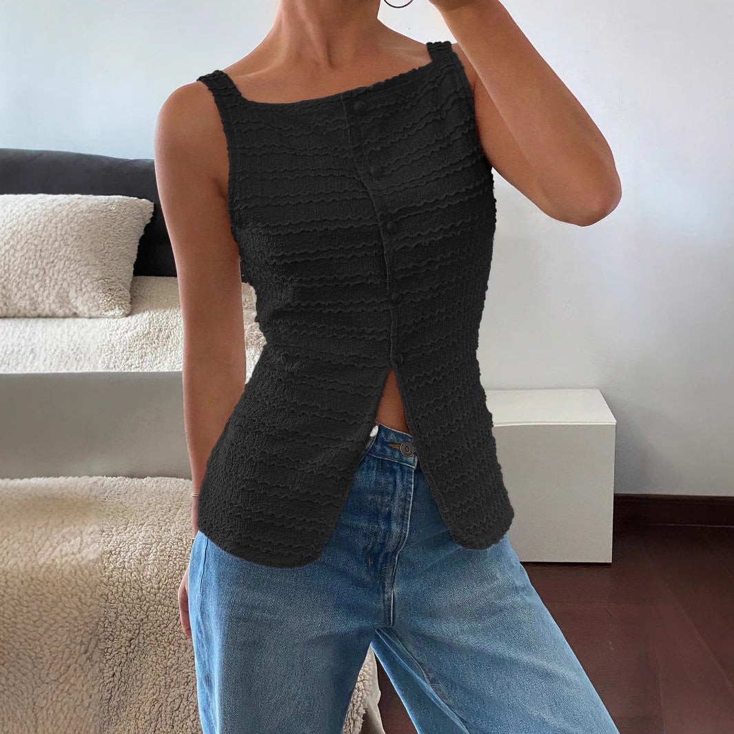 Katerina | Button-Up Tank Top with Tailored Detail