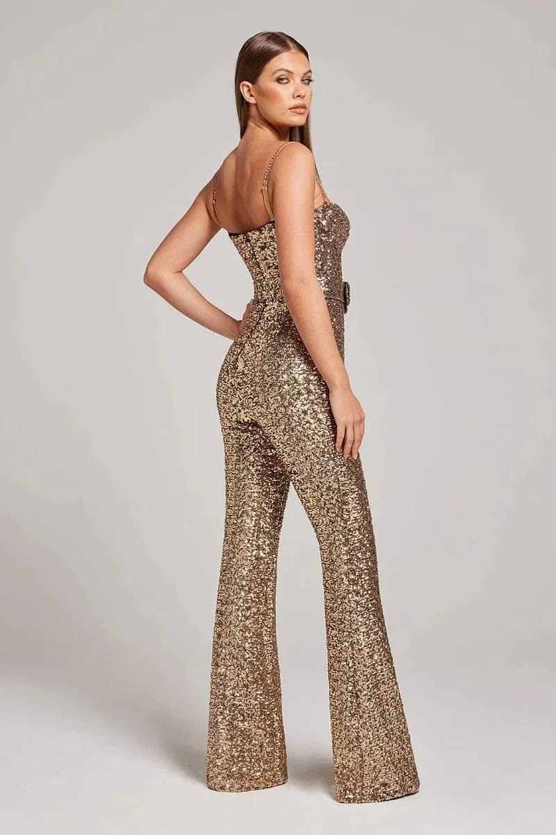Kira | Sequin Jumpsuit with Signature Detail
