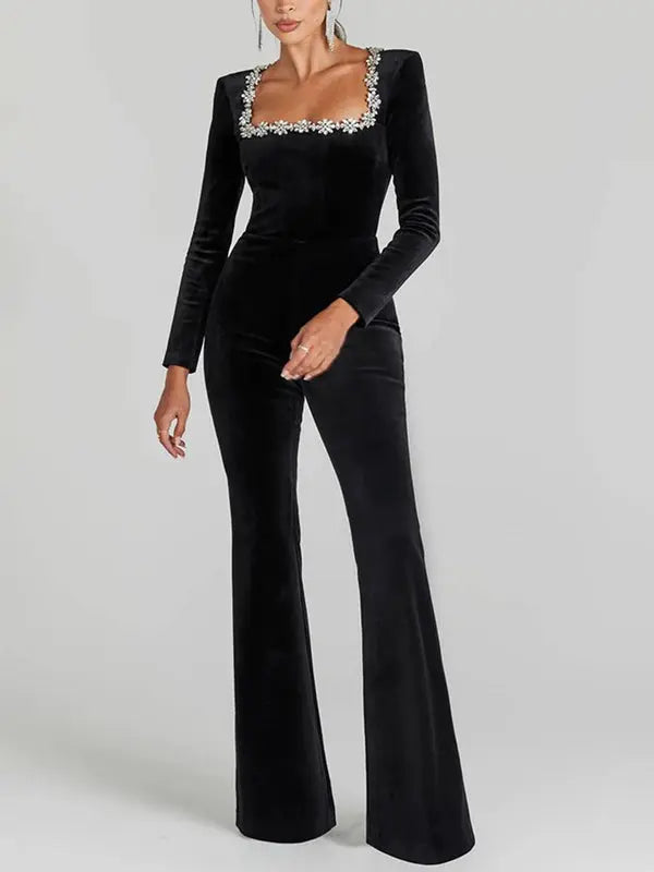 Layla | Velvet Jumpsuit with Signature Detail
