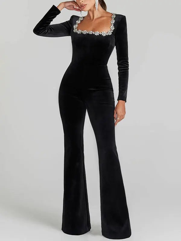 Layla | Velvet Jumpsuit with Signature Detail