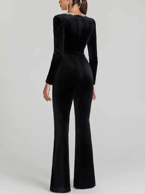Layla | Velvet Jumpsuit with Signature Detail