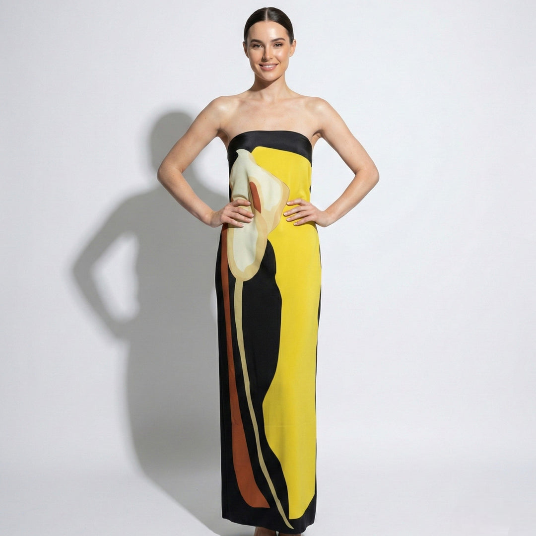 Lia | Strapless Maxi Floral Dress
