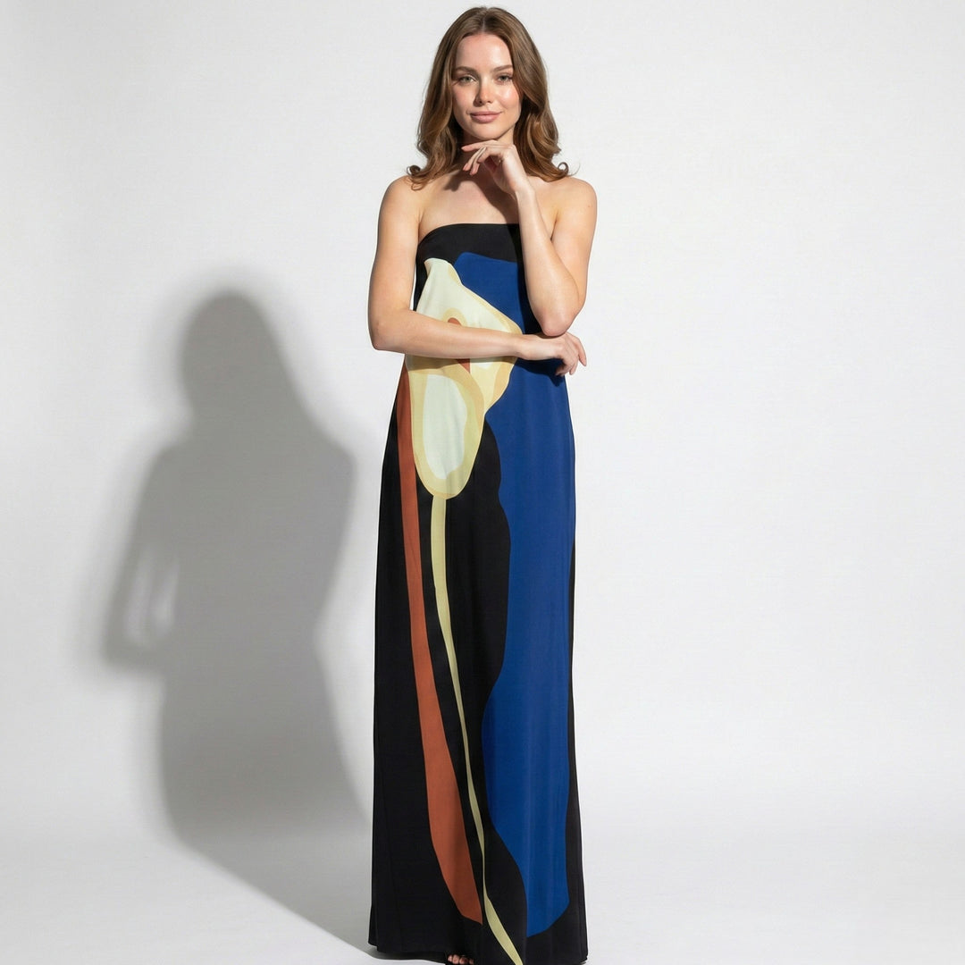 Lia | Strapless Maxi Floral Dress