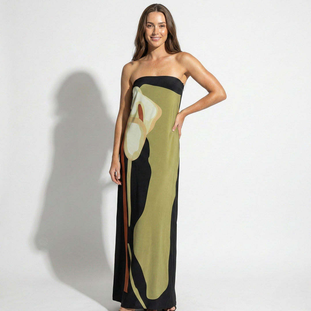 Lia | Strapless Maxi Floral Dress