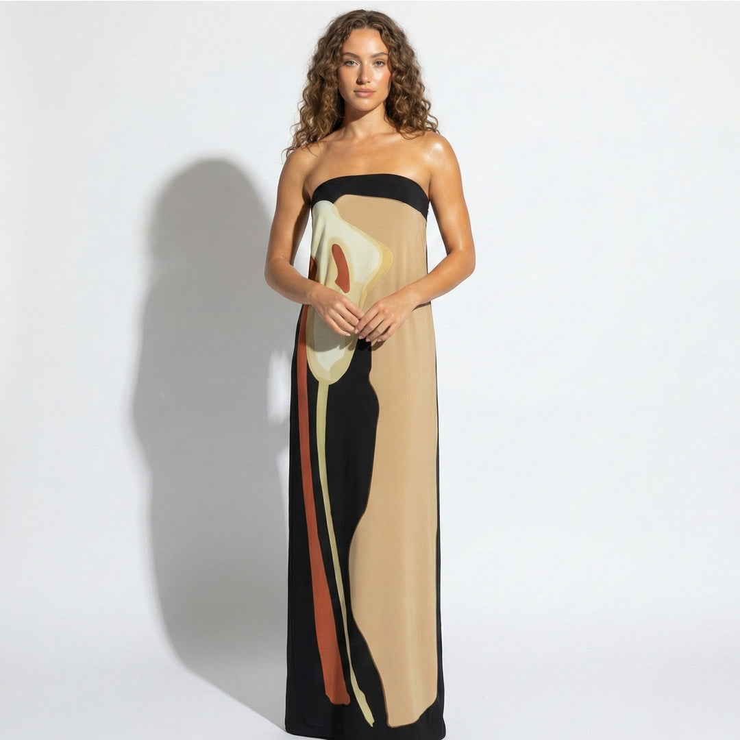 Lia | Strapless Maxi Floral Dress
