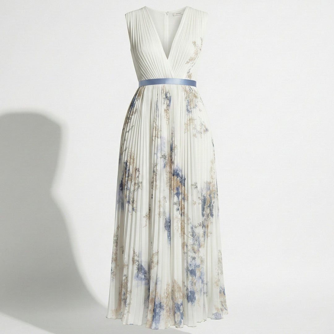Maia | V-Neck Pleated Maxi Floral Dress