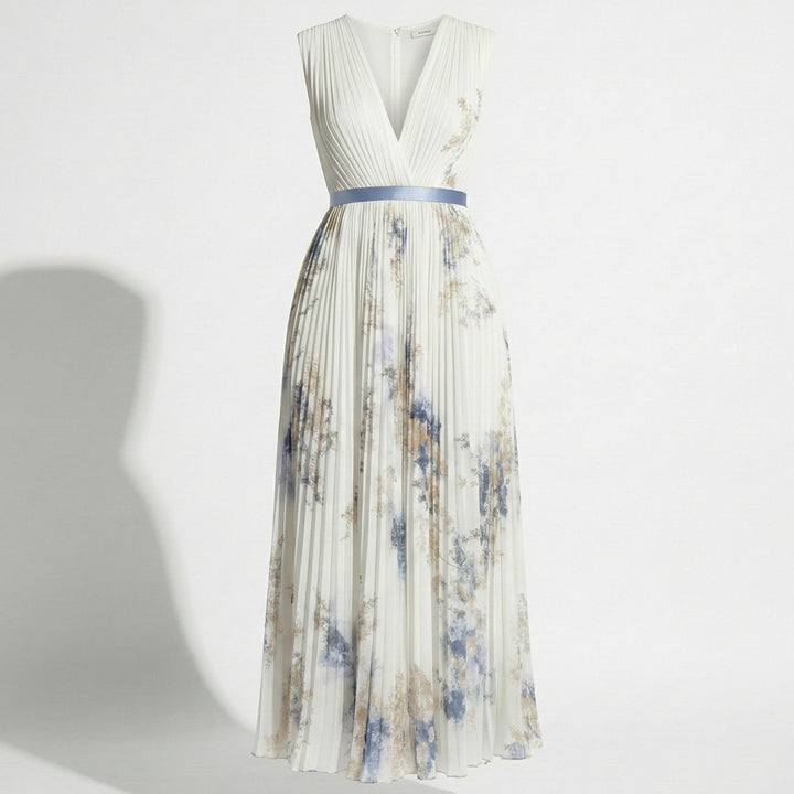 Maia | V-Neck Pleated Maxi Floral Dress
