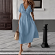Women's Tie-Neck Midi Dress, V-Neck, Cream