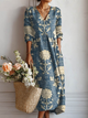 Women's Bohemian Floral Midi Dress With Side Pockets