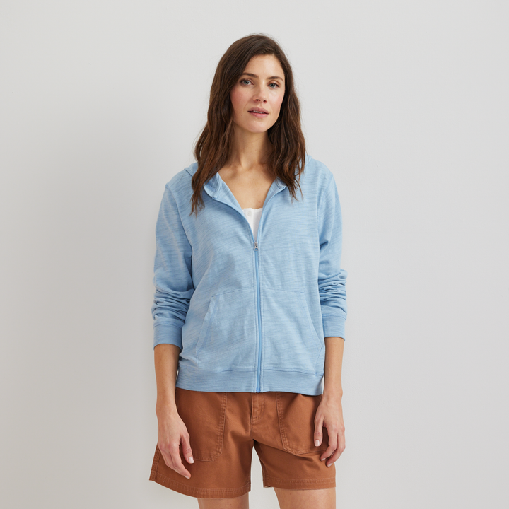Women's full-zip hooded sweatshirt with front pockets