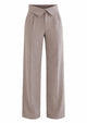 Women's beige wide-leg trousers with high waist and collar detail