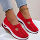 Women's Knitted Slip On Trainers, Cut Out Platform Sole