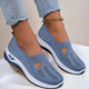 Women's Knitted Slip On Trainers, Cut Out Platform Sole
