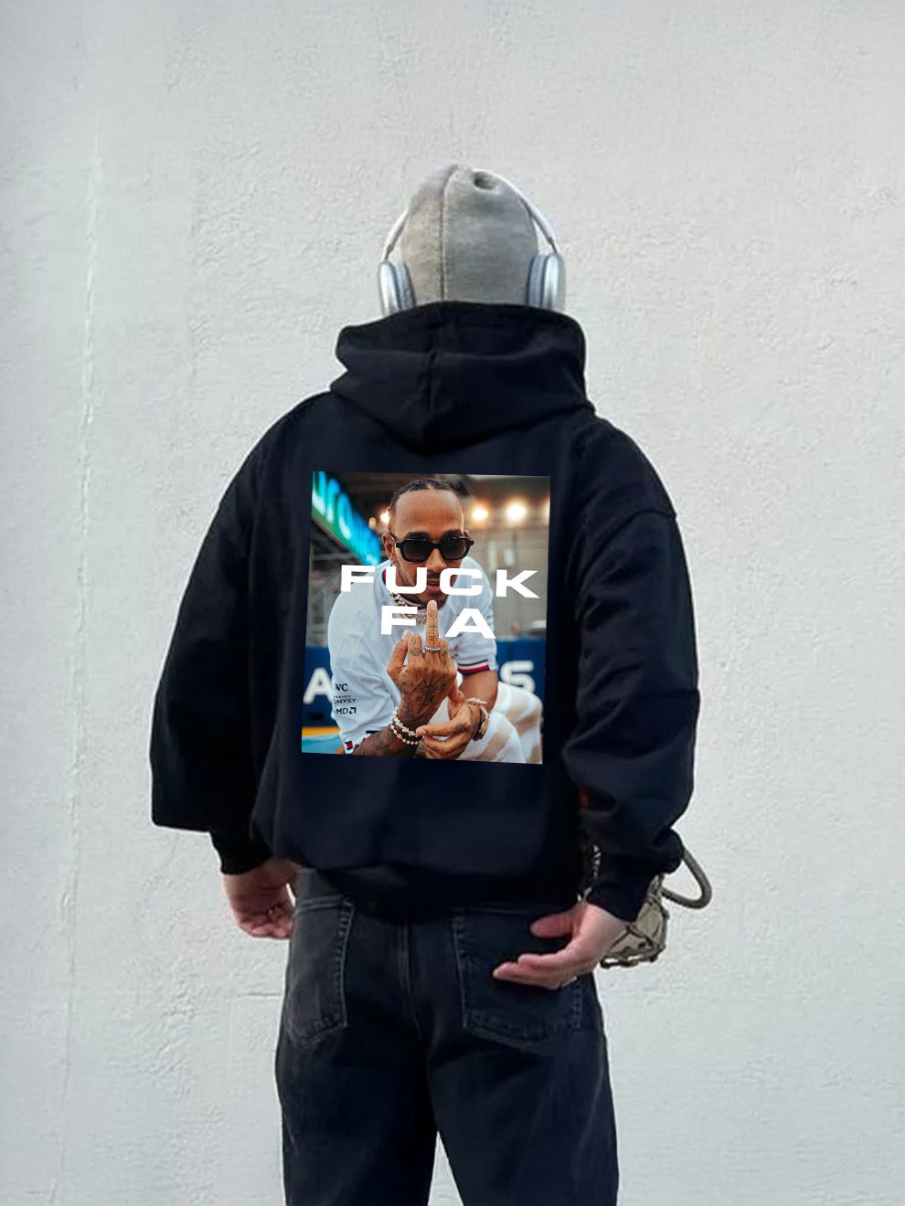 Unisex oversized hoodie with photographic graphic print