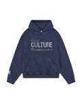 Women's blue graphic pullover hoodie with kangaroo pocket