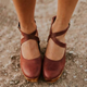 Leather Wedge Clogs for Women, Crossover Ankle Straps