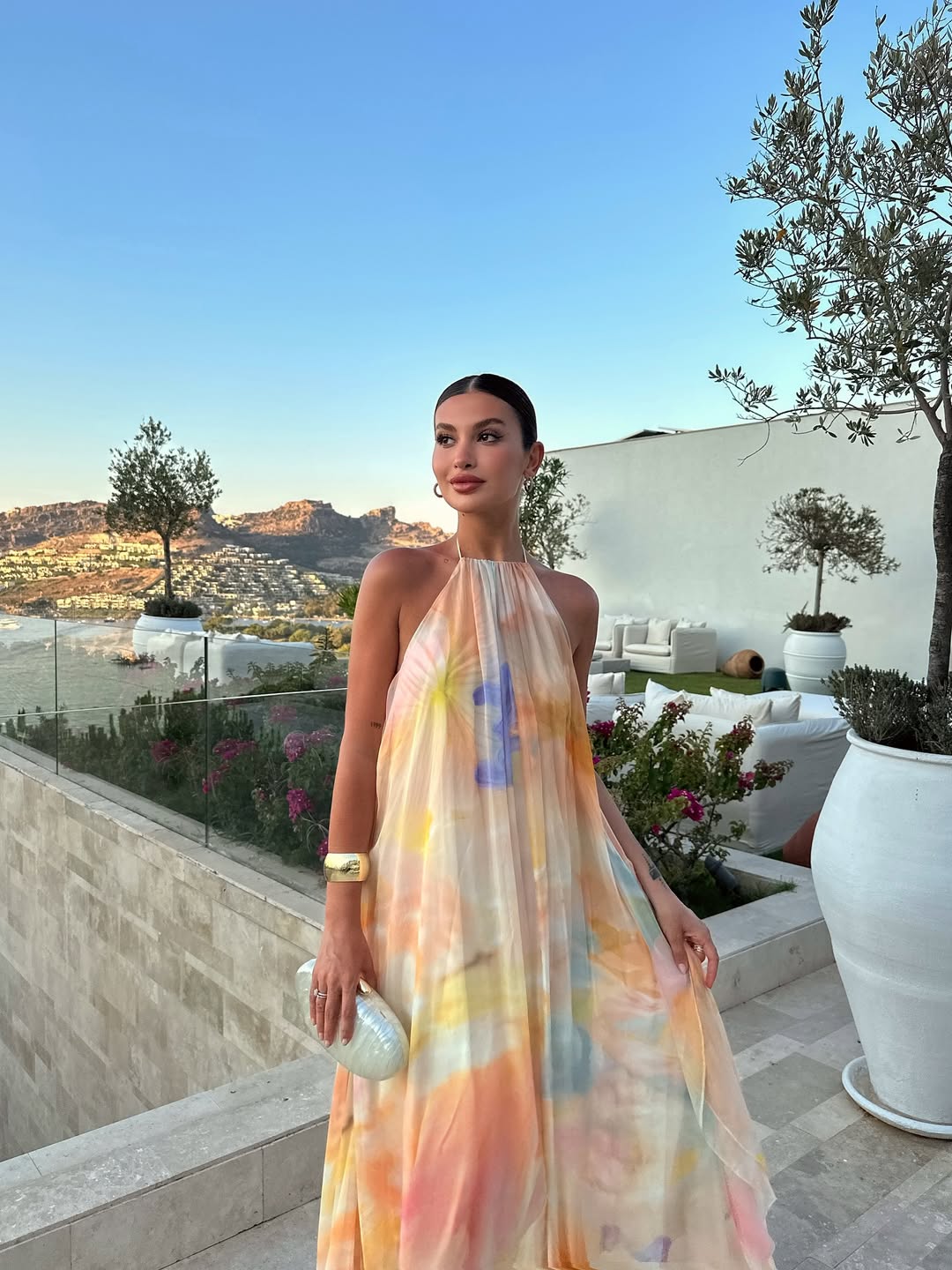 Halter Neck Maxi Dress for Women, Open Tie Back
