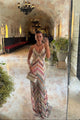 Women's Chevron Crochet Knit Maxi Dress, Open Cross Back