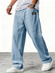 Men's wide-leg lightweight trousers in blue, relaxed fit with low-rise waistband