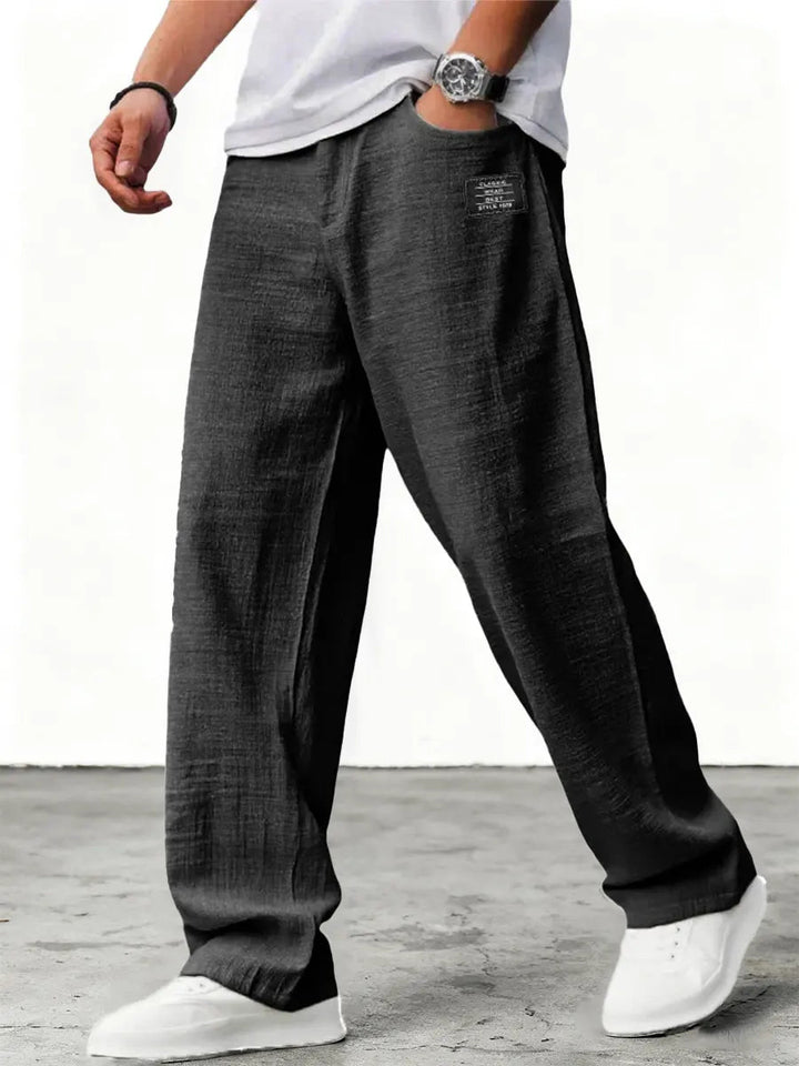 Men's wide-leg lightweight trousers in blue, relaxed fit with low-rise waistband