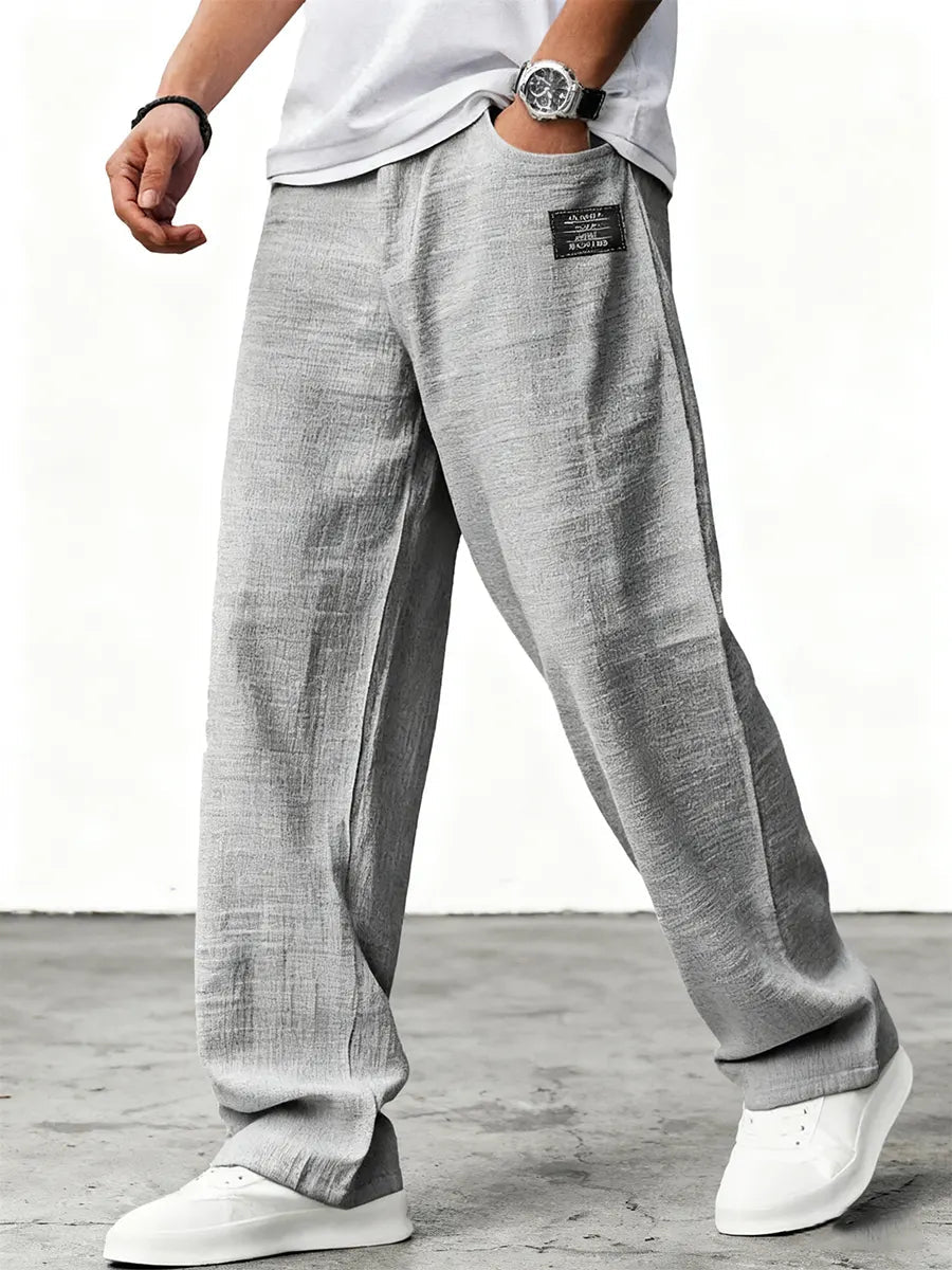 Men's wide-leg lightweight trousers in blue, relaxed fit with low-rise waistband