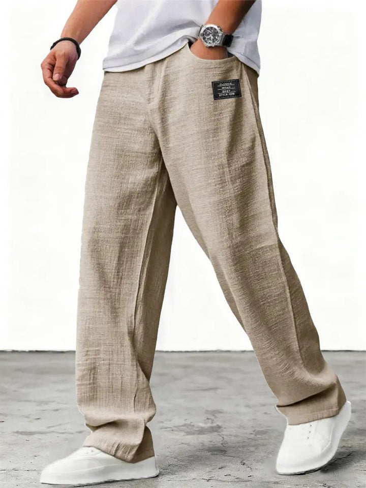 Men's wide-leg lightweight trousers in blue, relaxed fit with low-rise waistband