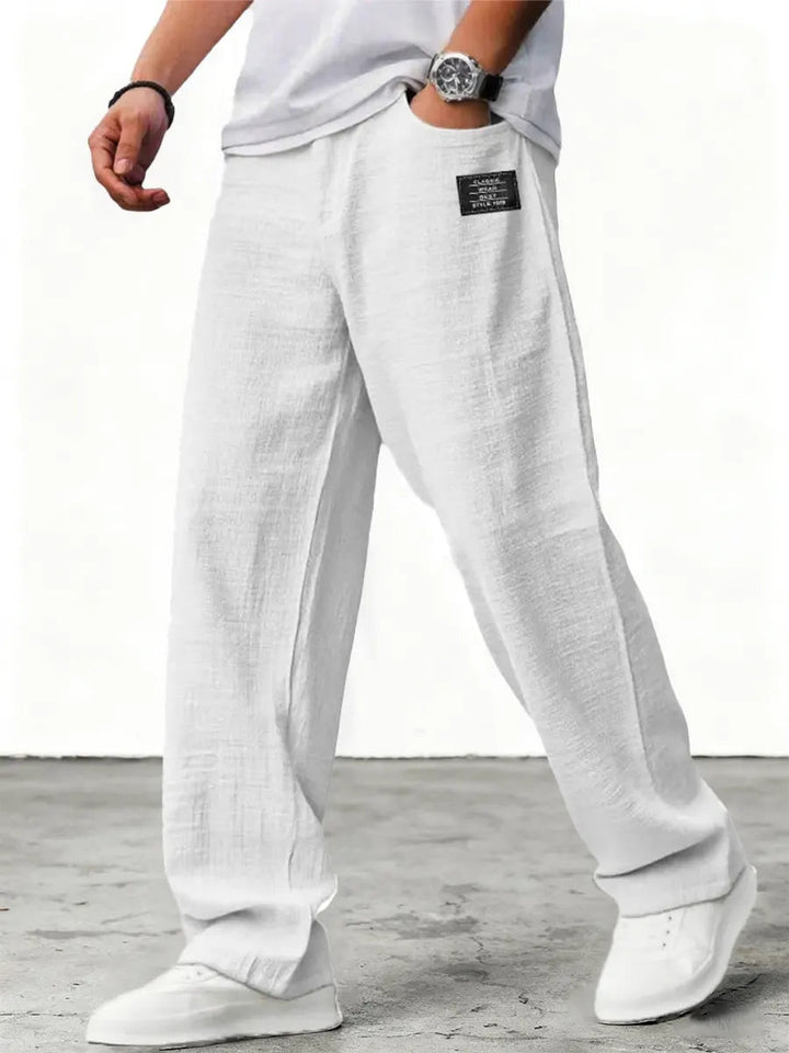 Men's wide-leg lightweight trousers in blue, relaxed fit with low-rise waistband