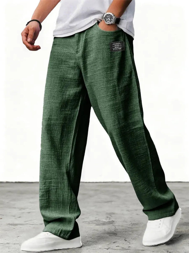 Men's wide-leg lightweight trousers in blue, relaxed fit with low-rise waistband