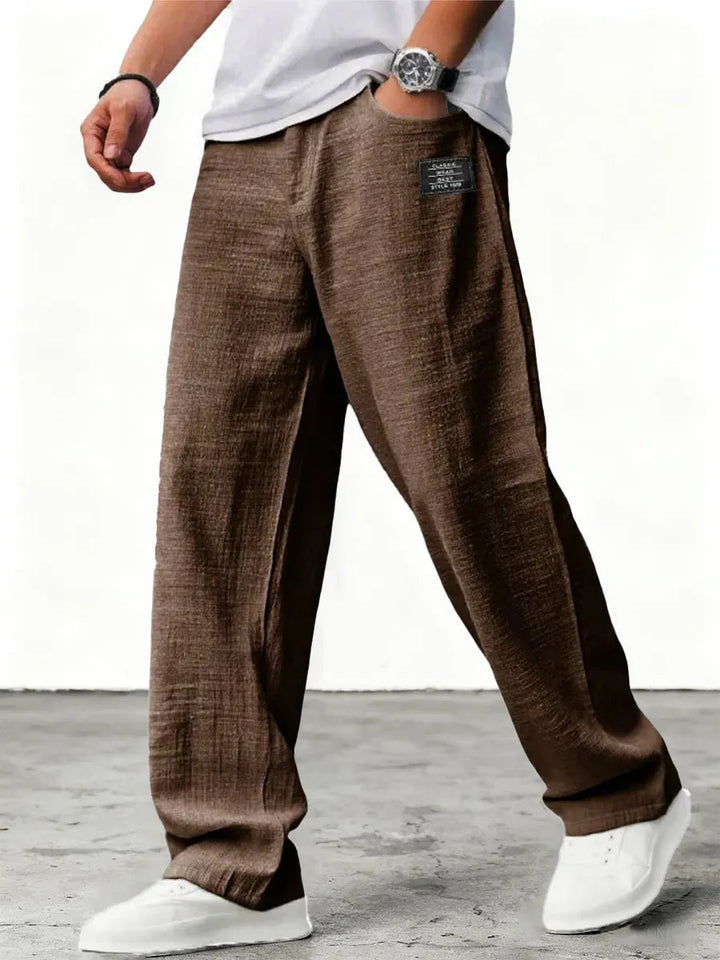 Men's wide-leg lightweight trousers in blue, relaxed fit with low-rise waistband