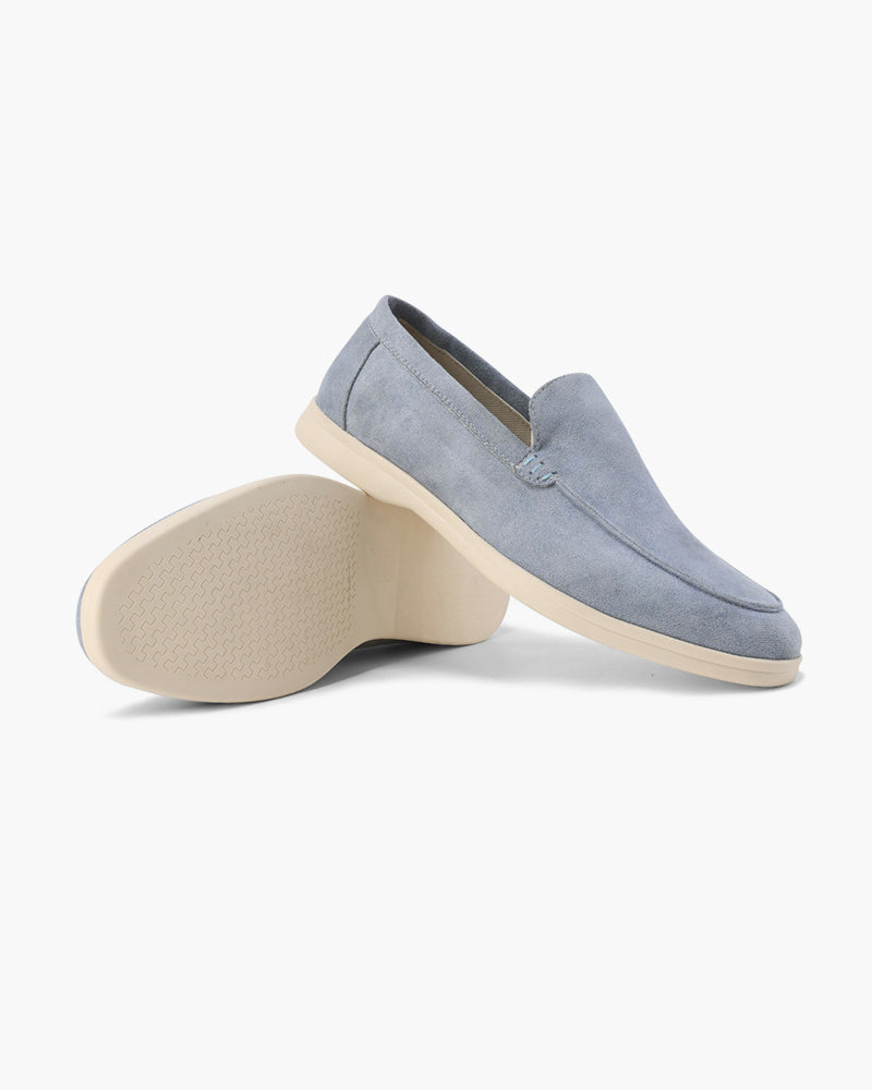 Men's slip-on loafers with stitched apron toe and low sole