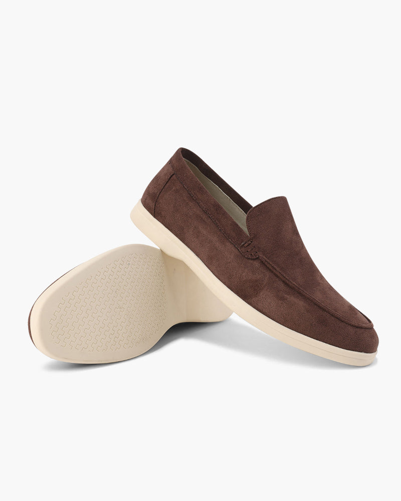 Men's slip-on loafers with stitched apron toe and low sole