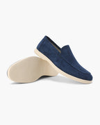 Men's slip-on loafers with stitched apron toe and low sole