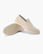 Men's slip-on loafers with stitched apron toe and low sole