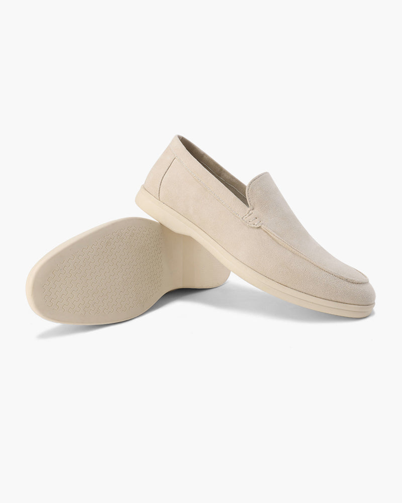 Men's slip-on loafers with stitched apron toe and low sole