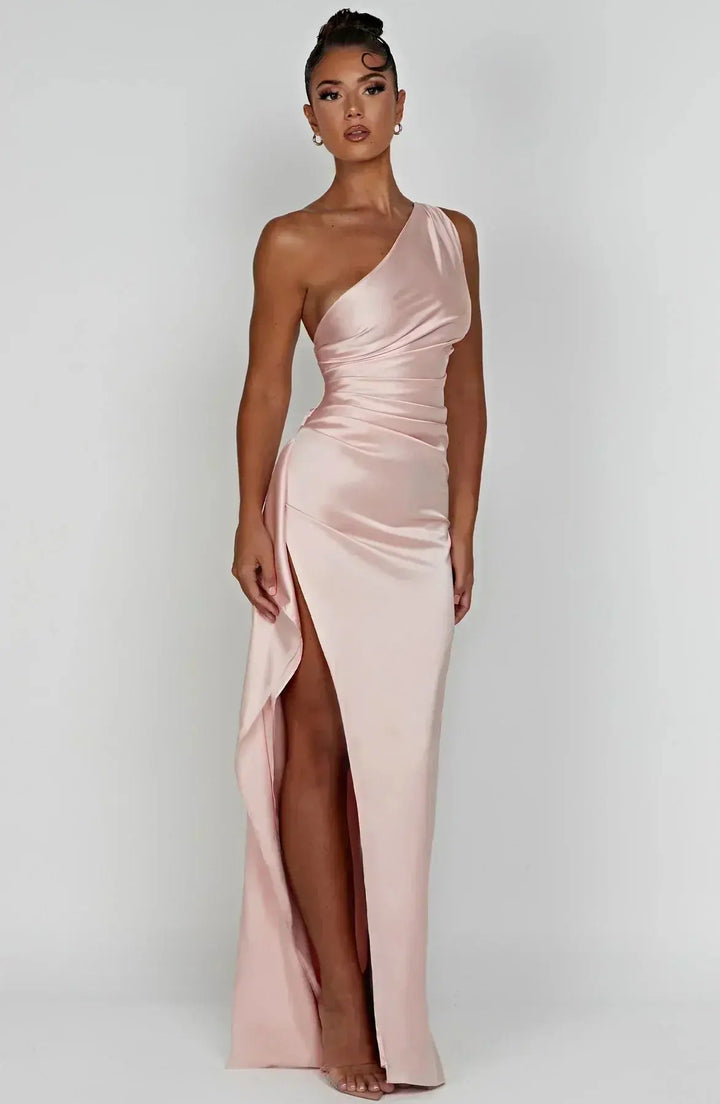 Meadow | Satin Ruched Maxi Dress