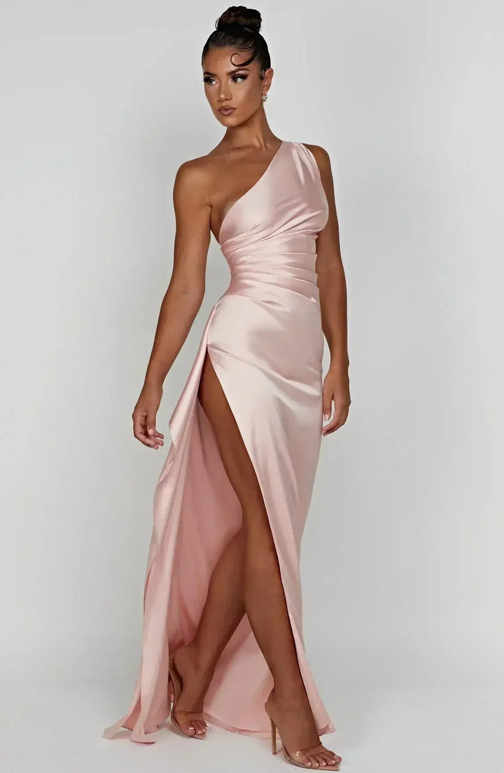 Meadow | Satin Ruched Maxi Dress