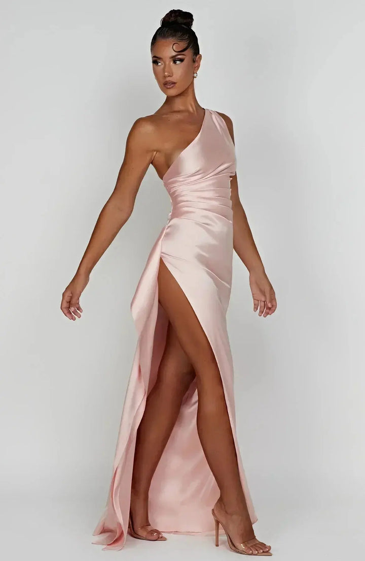 Meadow | Satin Ruched Maxi Dress