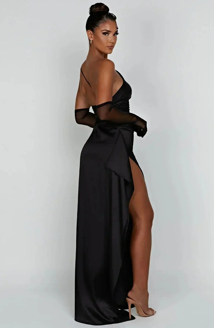 Meadow | Satin Ruched Maxi Dress
