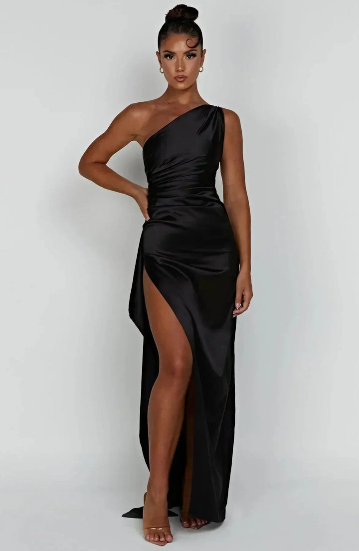 Meadow | Satin Ruched Maxi Dress
