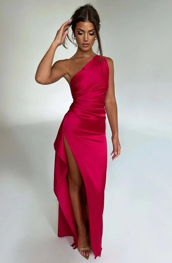 Meadow | Satin Ruched Maxi Dress