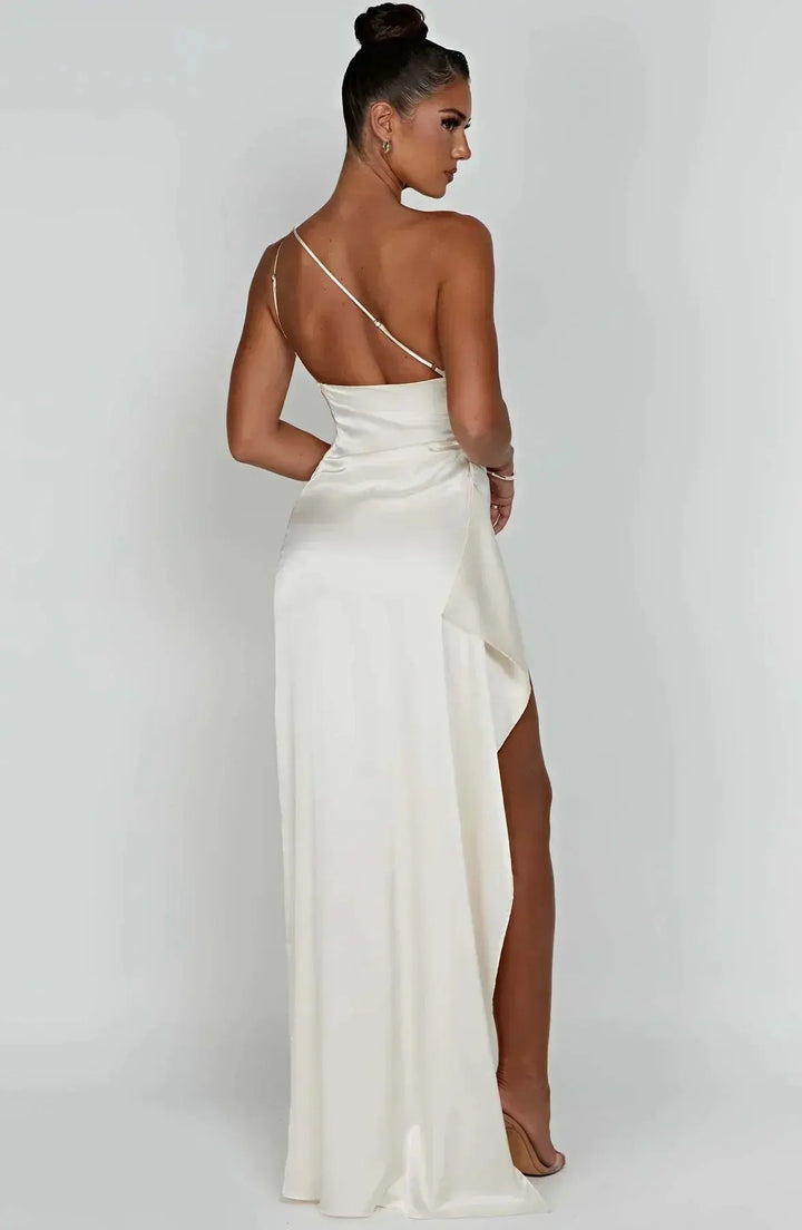 Meadow | Satin Ruched Maxi Dress