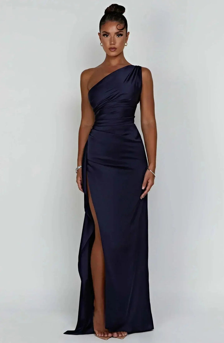 Meadow | Satin Ruched Maxi Dress