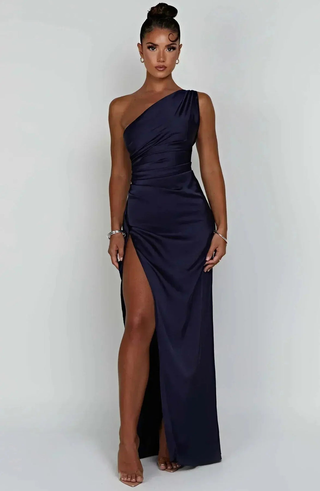 Meadow | Satin Ruched Maxi Dress