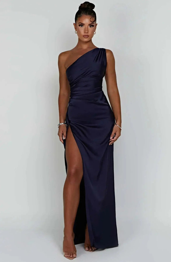 Meadow | Satin Ruched Maxi Dress