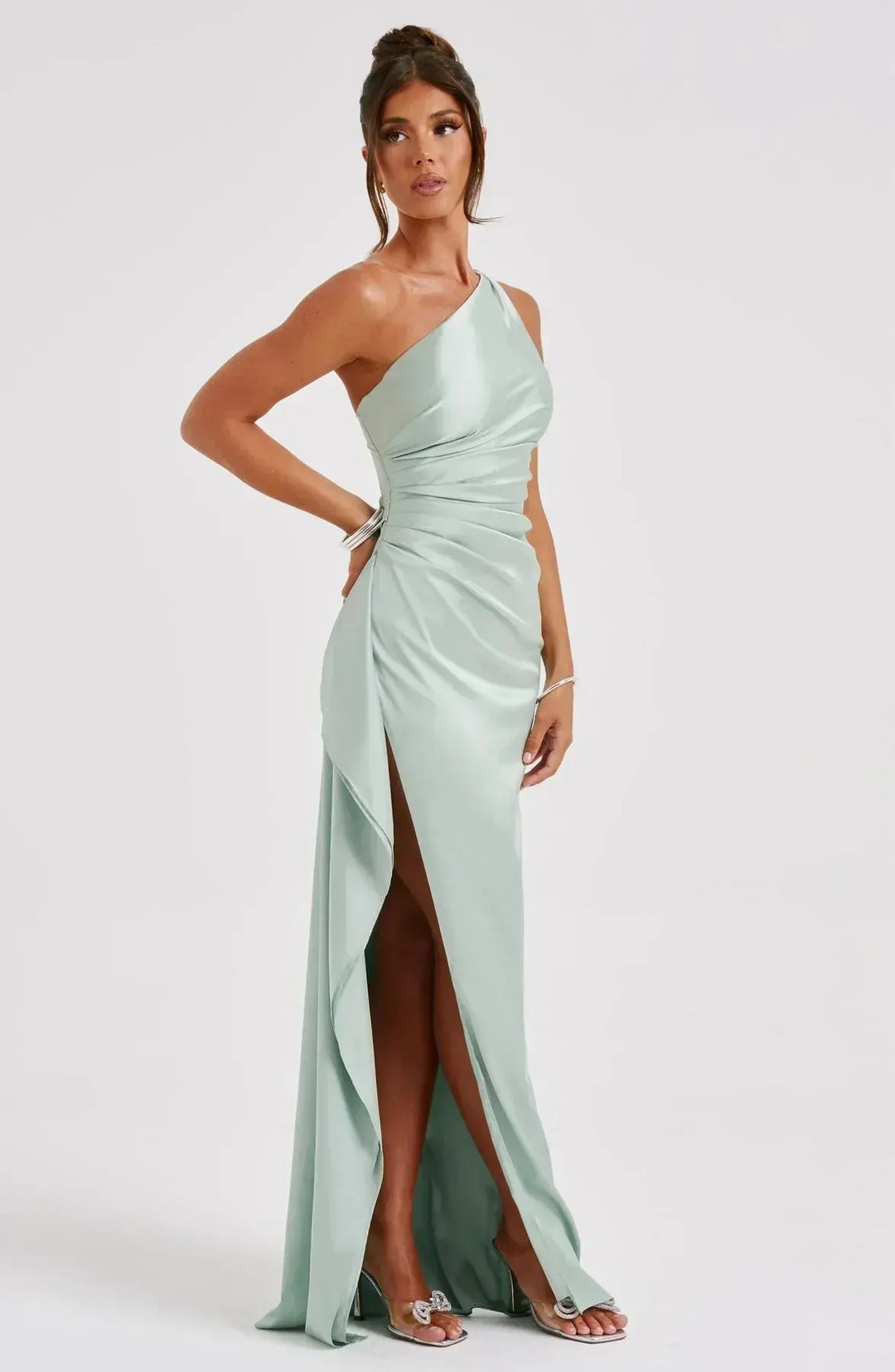 Meadow | Satin Ruched Maxi Dress