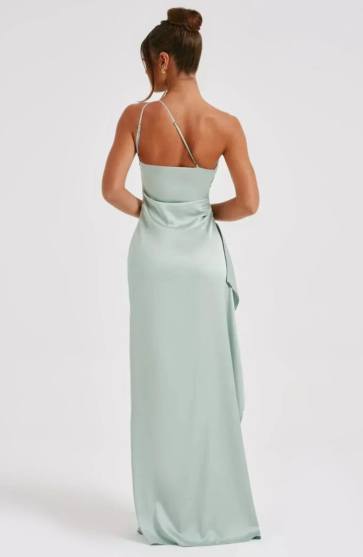 Meadow | Satin Ruched Maxi Dress