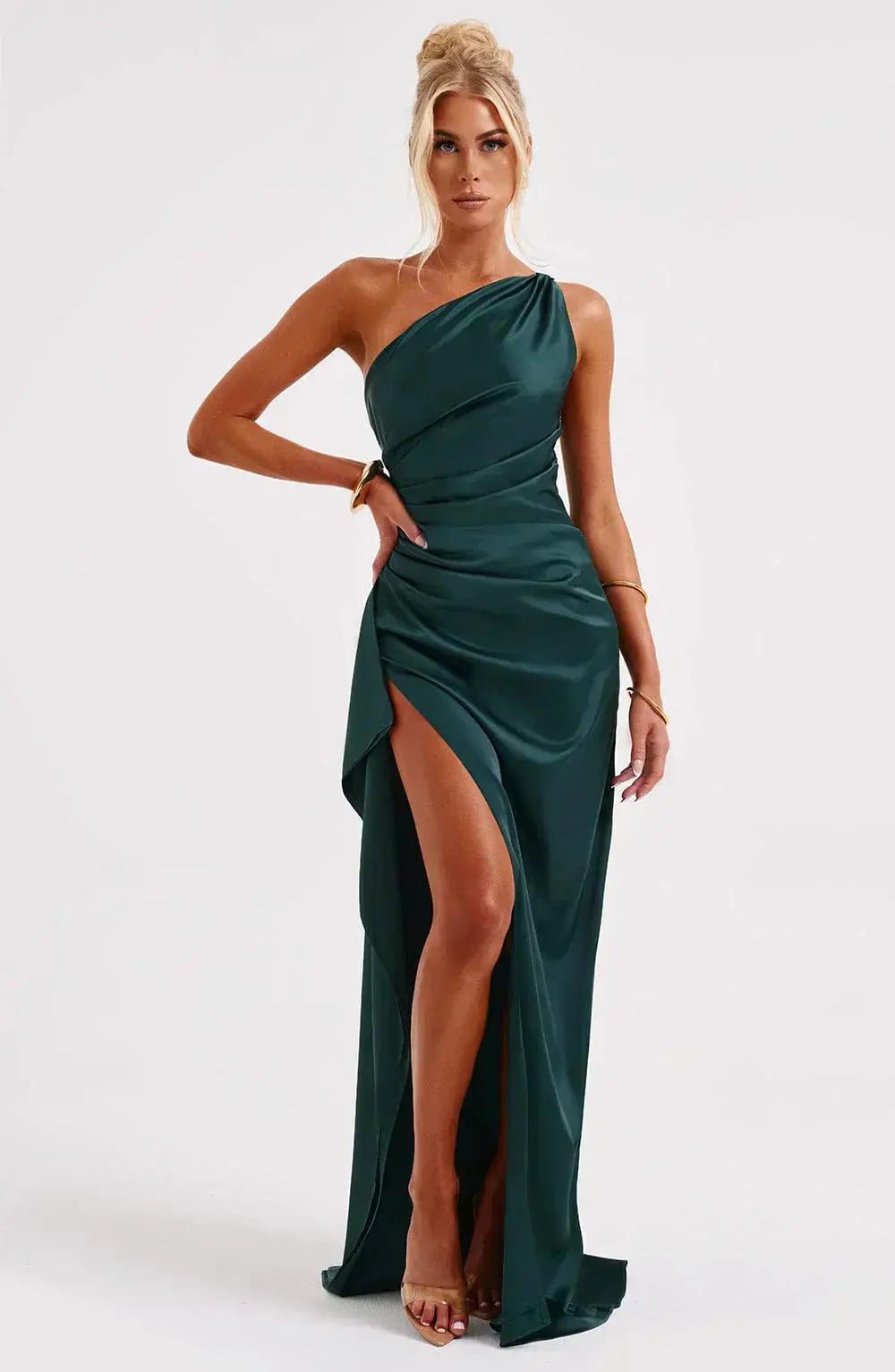 Meadow | Satin Ruched Maxi Dress
