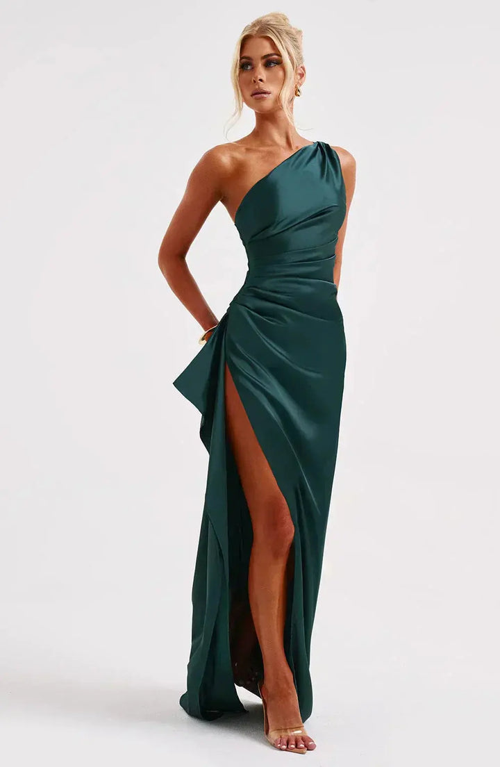 Meadow | Satin Ruched Maxi Dress